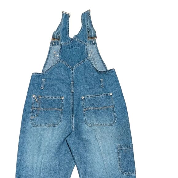Vintage L.A. Blues Bib overalls size Small 90's Y2K carpenter denim front seam - Picture 10 of 11